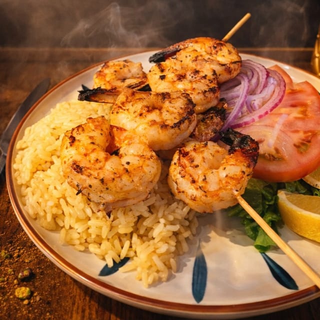 Shrimp Souvlaki.